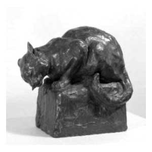 朝倉文夫『餌食む猫』