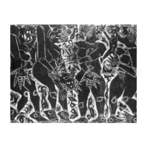 棟方志功『「津軽海峡」の柵』