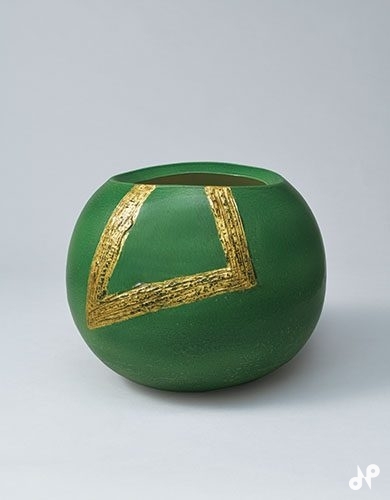 緑釉幾何文丸壺