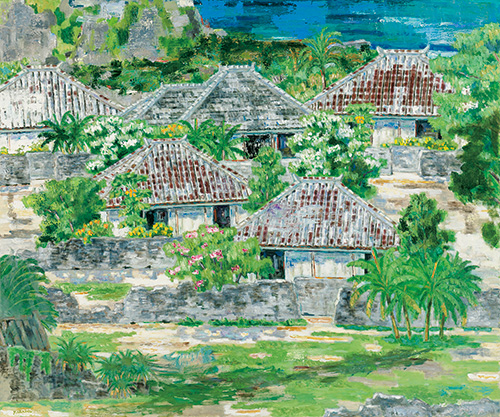 絵画　赤瓦古民家 赤瓦のある島の集落 - 公益社団法人日展